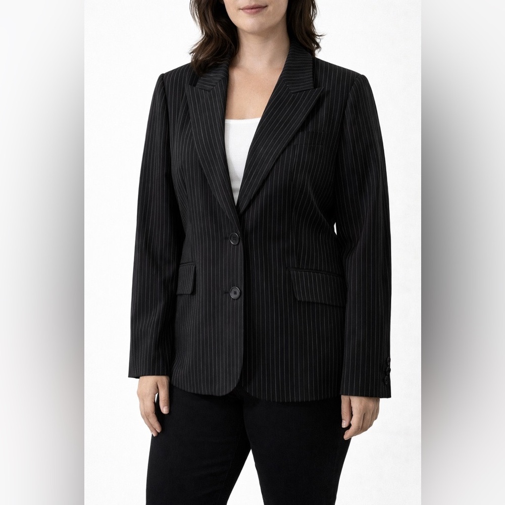 Classic Black Pinstripe Women's Blazer